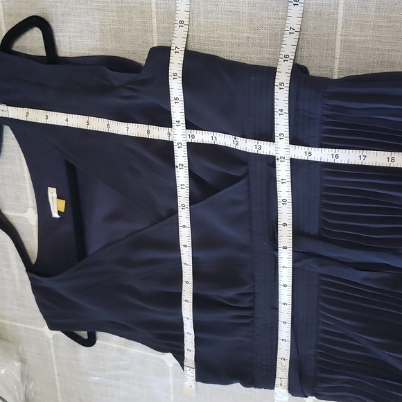 ANTHROPOLOGIE LEIFSDOTTIR Pleated Merle Dress, Color Navy Blue, Size 10P - Picture 10 of 14